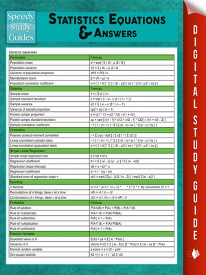 cover image of Statistics Equations & Answers
